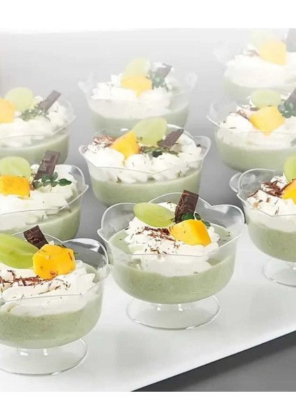 5'li şeffaf tatlı kapları, kapaklı, plastik, 249 ml, dondurma, puding, jöle için modelleri
