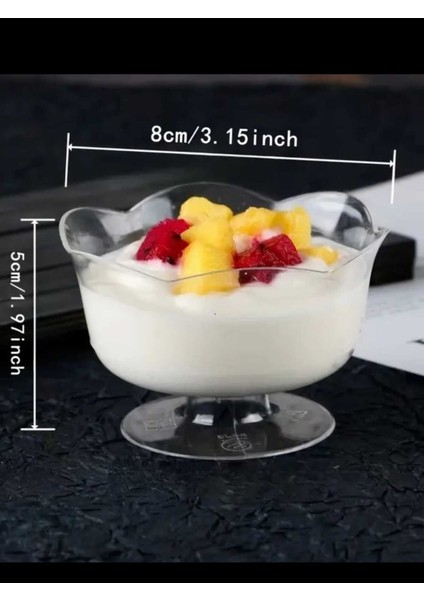 5'li şeffaf tatlı kapları, kapaklı, plastik, 249 ml, dondurma, puding, jöle için indirimleri