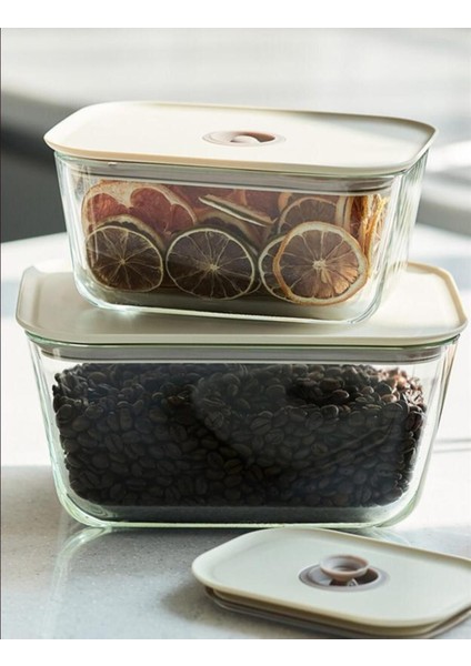 Cam Dikdörtgen Saklama Kabı Seti 3'lü Bej, 500-999 ml, Şık ve kullanışlı tasarım fiyatları