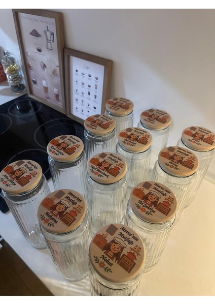 12'li Ahşap Kapaklı Cam Kavanoz Seti, 1500 ml, Büyük Boy, Bakliyat ve Erzak Saklama fiyatları