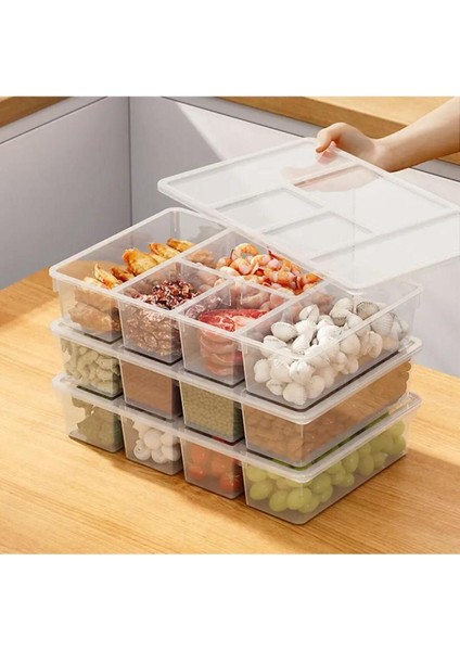 Şeffaf 5 Bölmeli Çok Amaçlı Saklama Kabı, Sebze Meyve Organizer, Plastik 249 ml