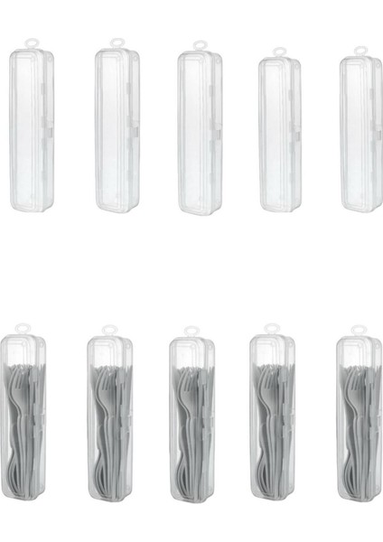 Şeffaf 10'lu Çatal Kaşık Bıçak Saklama Kutusu Seti, Plastik, Düzenleyici, Pratik, Hacim: 0-249 ml modelleri