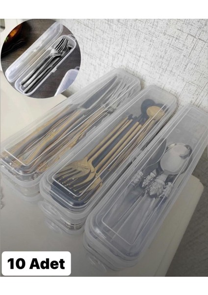 Şeffaf 10'lu Çatal Kaşık Bıçak Saklama Kutusu Seti, Plastik, Düzenleyici, Pratik, Hacim: 0-249 ml indirimleri