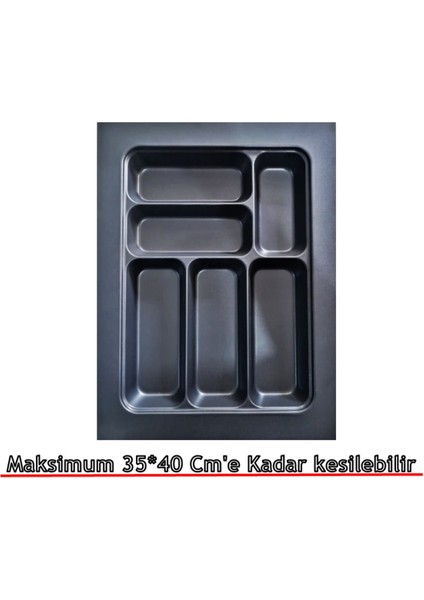 Antrasit 6 gözlü çekmece içi kaşıklık, ayarlanabilir, plastik, 37x49 cm fırsatları