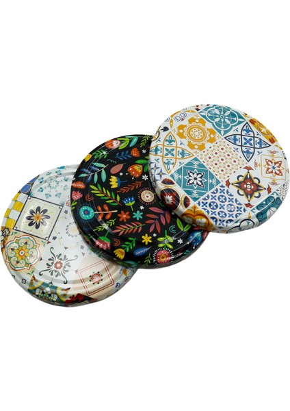 Özel Tasarım 82 mm Metal Kavanoz Kapağı, 3 Model, 15 Adet, 820 ml, Çok Renkli fiyatları