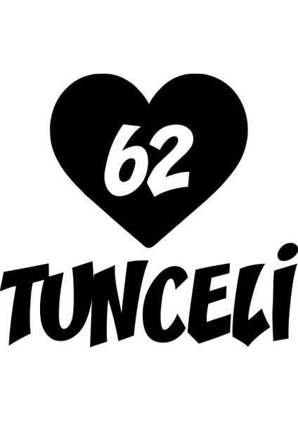 Kalpli 62 Tunceli Araba Sticker 17X17 cm Siyah
