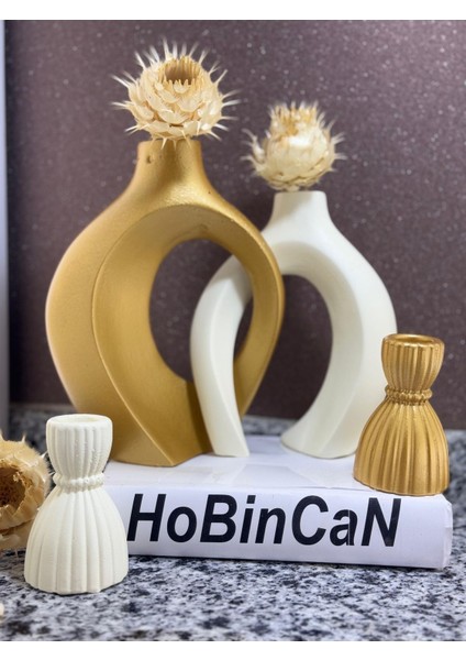 Sarmaşık Sevgili Vazo, Şamdan Mumluklu Set 22X16&17X14 Cubuk fırsatları