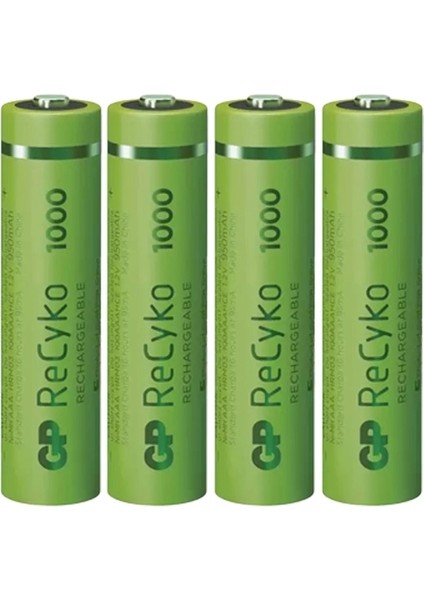 Gp Recyko 950 Mah Aaa Ince 4lü Şarjlı Kalem Pil GP100AAAHCE-2EB4 (GPRHC103E001)