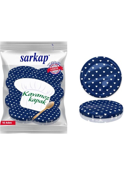 Mavi Kalpli 10 Adet Metal Kapağı, 82mm, 1L, Hijyenik ve Paketli