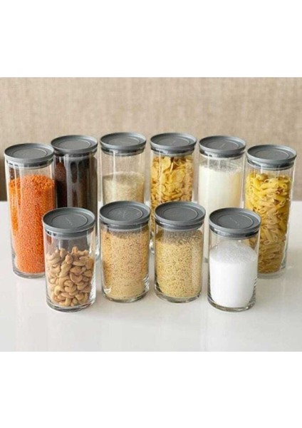 4'lü Vakumlu Cam Saklama Kabı Seti, 2 Boy, Gri ve Beyaz, Plastik, 4 Parça fiyatları