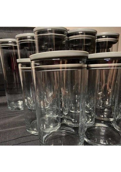 4'lü Vakumlu Cam Saklama Kabı Seti, 2 Boy, Gri ve Beyaz, Plastik, 4 Parça fırsatları