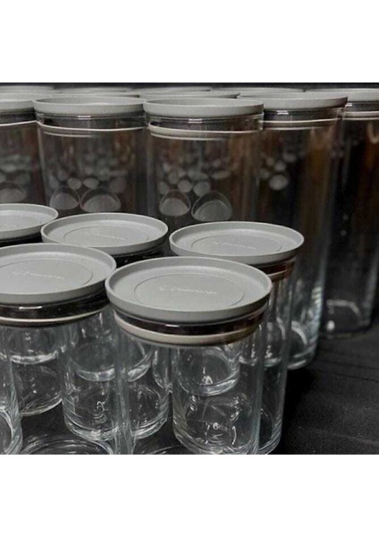 4'lü Vakumlu Cam Saklama Kabı Seti, 2 Boy, Gri ve Beyaz, Plastik, 4 Parça indirimleri