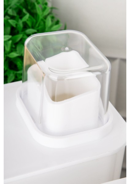 2'li Kendinden Ölçekli Deterjan Saklama Kabı Seti, 3000 ml, Beyaz, Renkli Etiketli