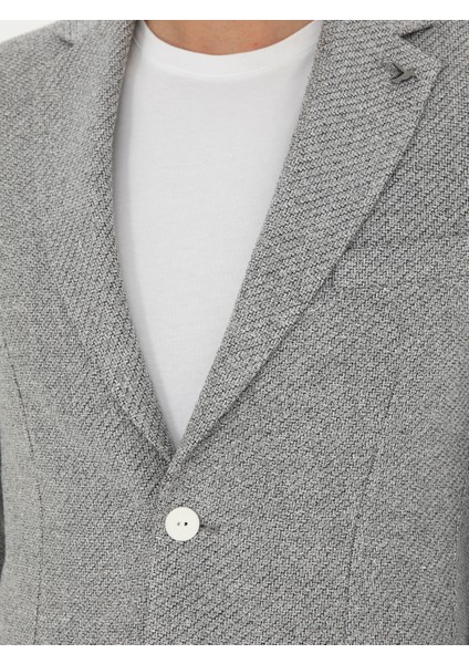 Erkek Açık Gri Slim Fit Yün Keten Karışımlı Ceket 50284659-VR001