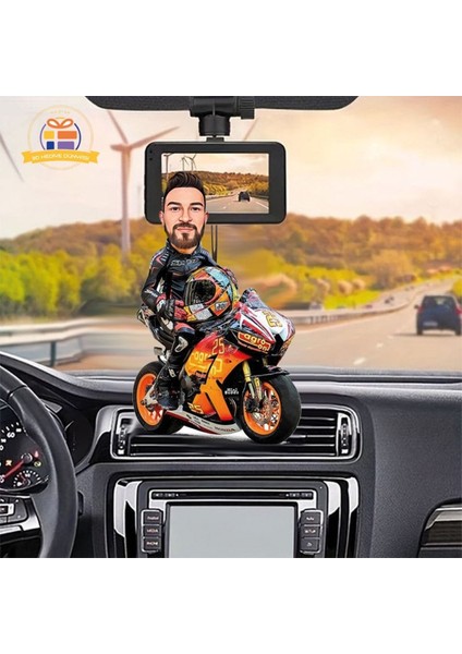 Araba Dikiz Ayna Süsü Honda Motorsiklet Karikatürlü Biblo Hediye 3D Masa Üstü Biblo Hediyesi