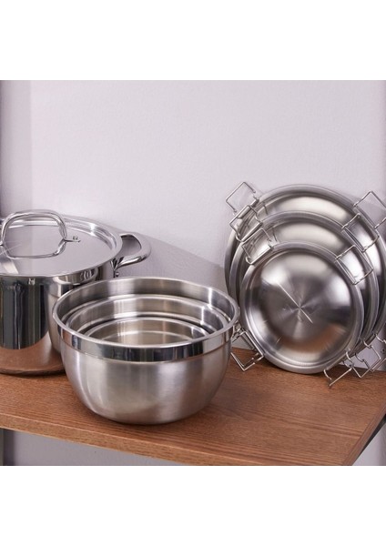 Paslanmaz Çelik Saklama Kabı Seti, 3'lü, Metalik Gri, Sağlam ve şık tasarım fiyatları