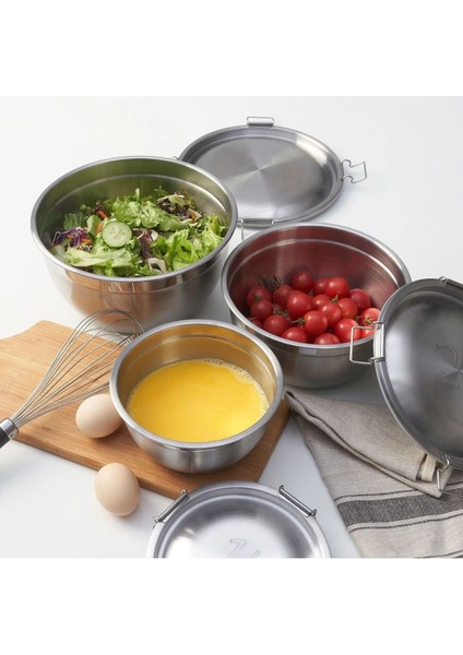 Paslanmaz Çelik Saklama Kabı Seti, 3'lü, Metalik Gri, Sağlam ve şık tasarım fırsatları