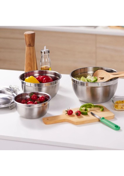 Paslanmaz Çelik Saklama Kabı Seti, 3'lü, Metalik Gri, Sağlam ve şık tasarım indirimleri