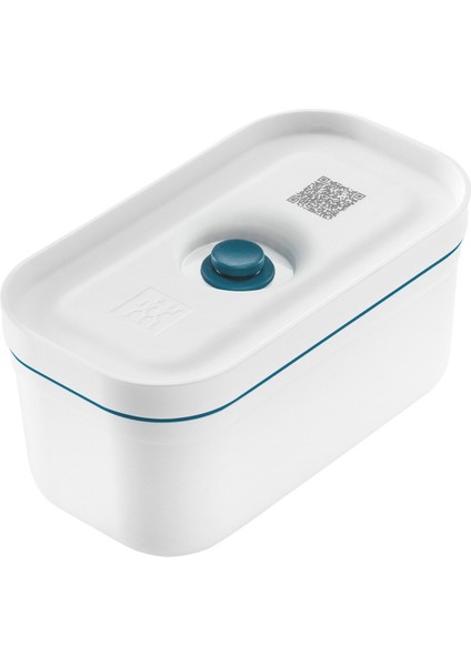 Vakumlu Cam Yemek Kabı, S Boy, Beyaz-Akdeniz Mavisi, Güvenli Saklama, 1 Parça