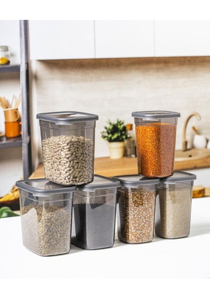 Şeffaf saklama kabı seti, 1.2 lt, 12'li, etiketli, mutfak düzeni için ideal
