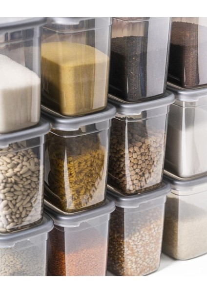 Şeffaf saklama kabı seti, 1.2 lt, 12'li, etiketli, mutfak düzeni için ideal