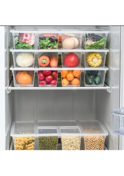 2'li Şeffaf Buzdolabı Düzenleyici Sebzelik Seti, 5 Bölmeli, Plastik, Pratik ve Şeffaf fırsatları