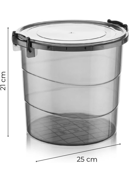 Yuvarlak 2'li Saklama Kutuları, 7 Litre, Antrasit, Deterjan ve Un Saklama Seti