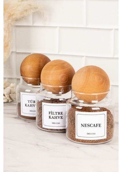 3'lü Ahşap Top Kapaklı Cam Saklama Kabı 500 ml Turuncu modelleri