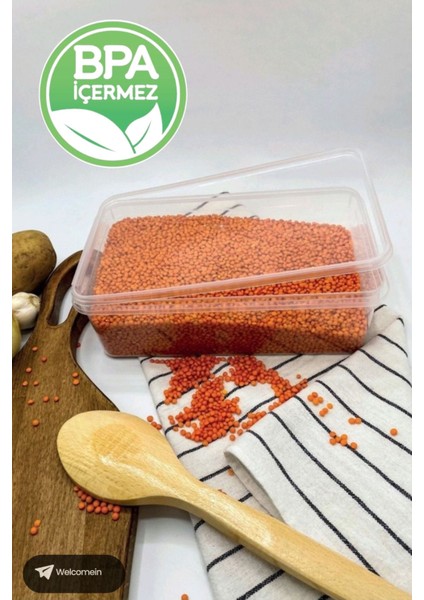 Şeffaf 20 adet 1 Litre Plastik Saklama Kabı, Derin Dondurucu Uyumlu, Beyaz