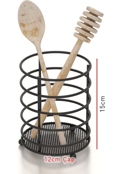 Yuvarlak Siyah Metal Kaşık, Şık ve Dayanıklı Mutfak Gereci MG069 fırsatları