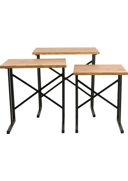 Metal Ayaklı Eco x Zigon Sehpa - Atlantik Çam - 54X35X53 cm