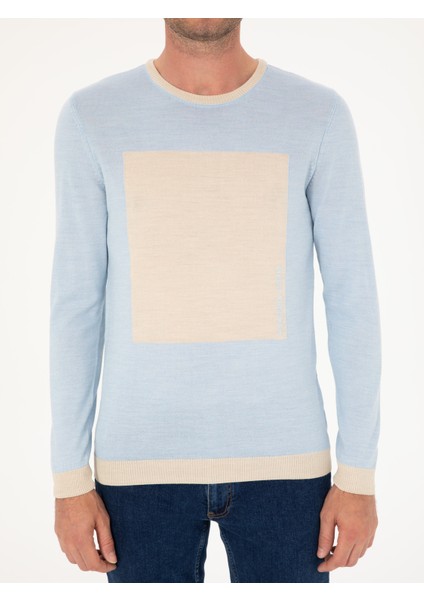 Erkek Açık Mavi Slim Fit Kazak 50271747-VR003