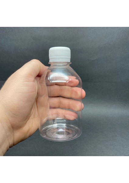 Beyaz Kapaklı 250ml Düz Model Pet Şişe, 3'lü Paket, Hafif ve Dayanıklı Plastik Malzeme