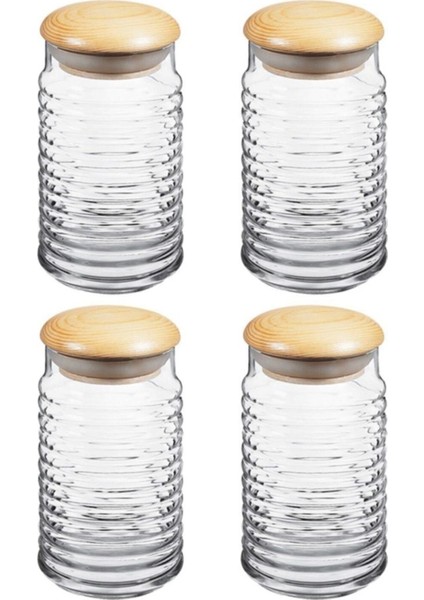 Beyaz Ahşap Kapaklı Cam Kavanoz, 125 ml, 4'lü set