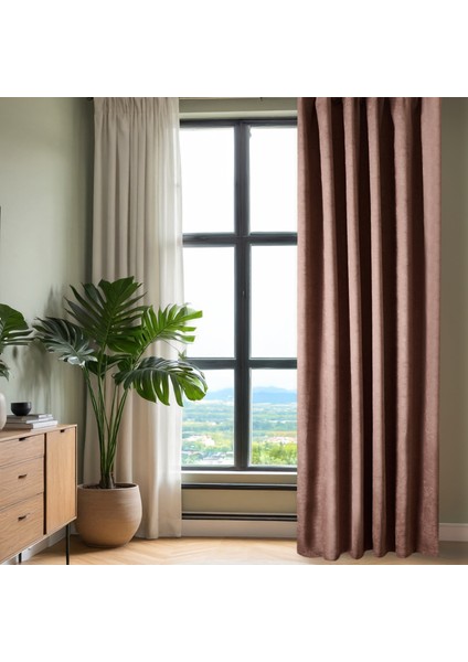 Soft Devon Fon Perde - Kahverengi - 140X270 cm