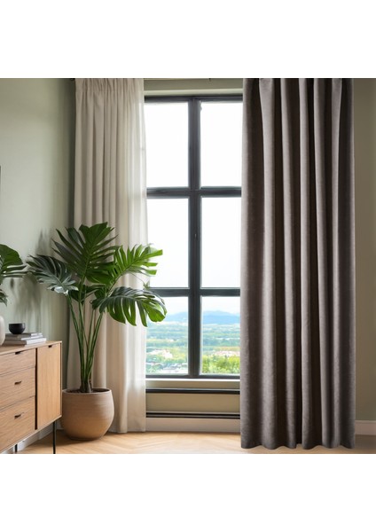 Soft Devon Fon Perde - Gri - 140X270 cm