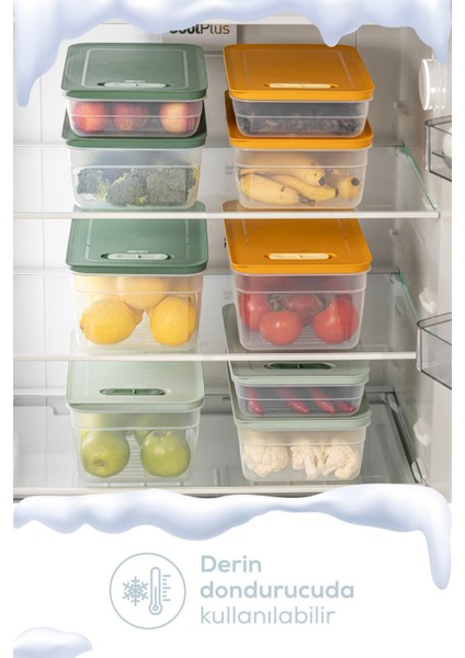 3'lü ayarlı meyve ve sebze saklama kabı seti, 2.5-5 Litre, turkuaz, mat plastik fırsatları