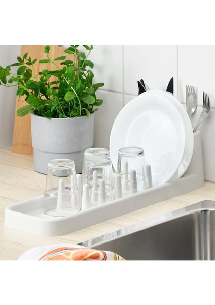 48 cm Beyaz Bulaşıklık, Çatal Bıçak ve Tabak Standı, EVA malzeme
