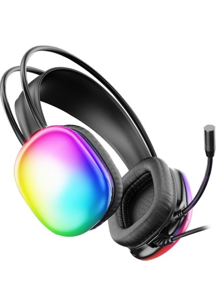 Lenovo HT409 USB Kablolu Rgb LED Aydınlatmalı Mikrofonlu Kulak Üstü Gaming Kulaklık Siyah