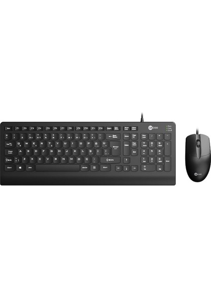 Lenovo CM103 USB Kablolu Türkçe Q Klavye & Mouse Set Siyah