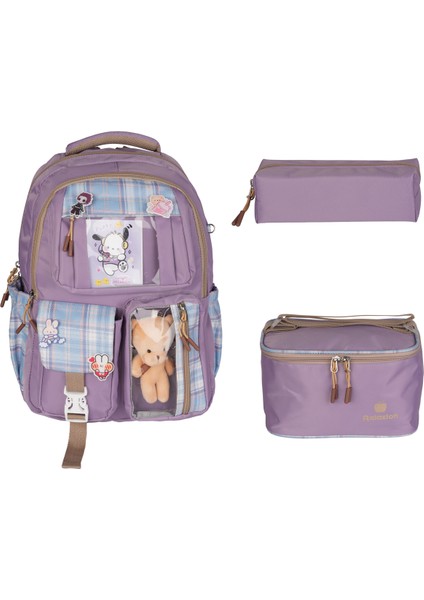 RLX-1395 3'lü Set Çocuk Ilkokul Çantası Kalemlikli Beslenme Çantalı Sırt Çantası