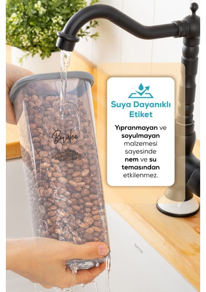 15'li Hava Geçirmez Saklama Kabı Seti, Beyaz, Etiketli, Plastik, 25+ Parça