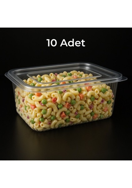 Şeffaf 1000 cc Sızdırmaz Buzluk Kabı 10'lu Set, Plastik, Çoklu Parça