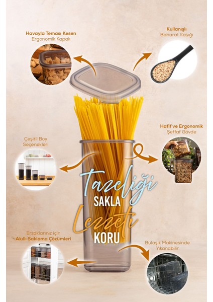 42'li Hava Geçirmez Kapaklı Kaşıklı Saklama Kabı Gri, Plastik, 25+ Parça