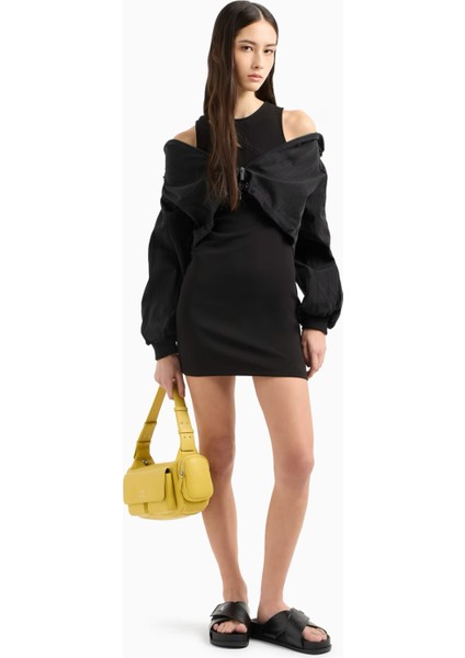 Bisiklet Yaka Düz Siyah Kısa Kadın Elbise XW000367 fiyatları