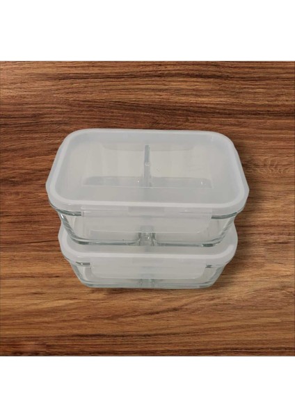 Bölmeli cam saklama kabı seti, 720cc, beyaz kapaklı, şık ve kullanışlı, 4 parça fiyatları