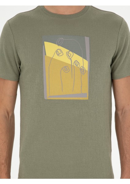 Erkek Haki Slim Fit Bisiklet Yaka T-shirt 50284378-VR027