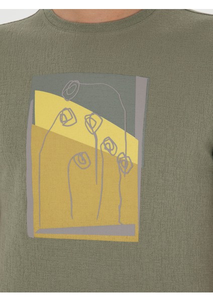 Erkek Haki Slim Fit Bisiklet Yaka T-shirt 50284378-VR027