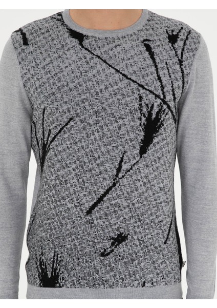 Erkek Açık Gri Slim Fit Kazak 50271653-VR001