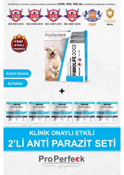 Köpek Ense Bit Pire Kene Deri Bakımı Bitkisel Damla Dış Parazit ( 10-20 kg ) 4 Adet Tüp 5 Adet Bitkisel Iç Parazit Tablet